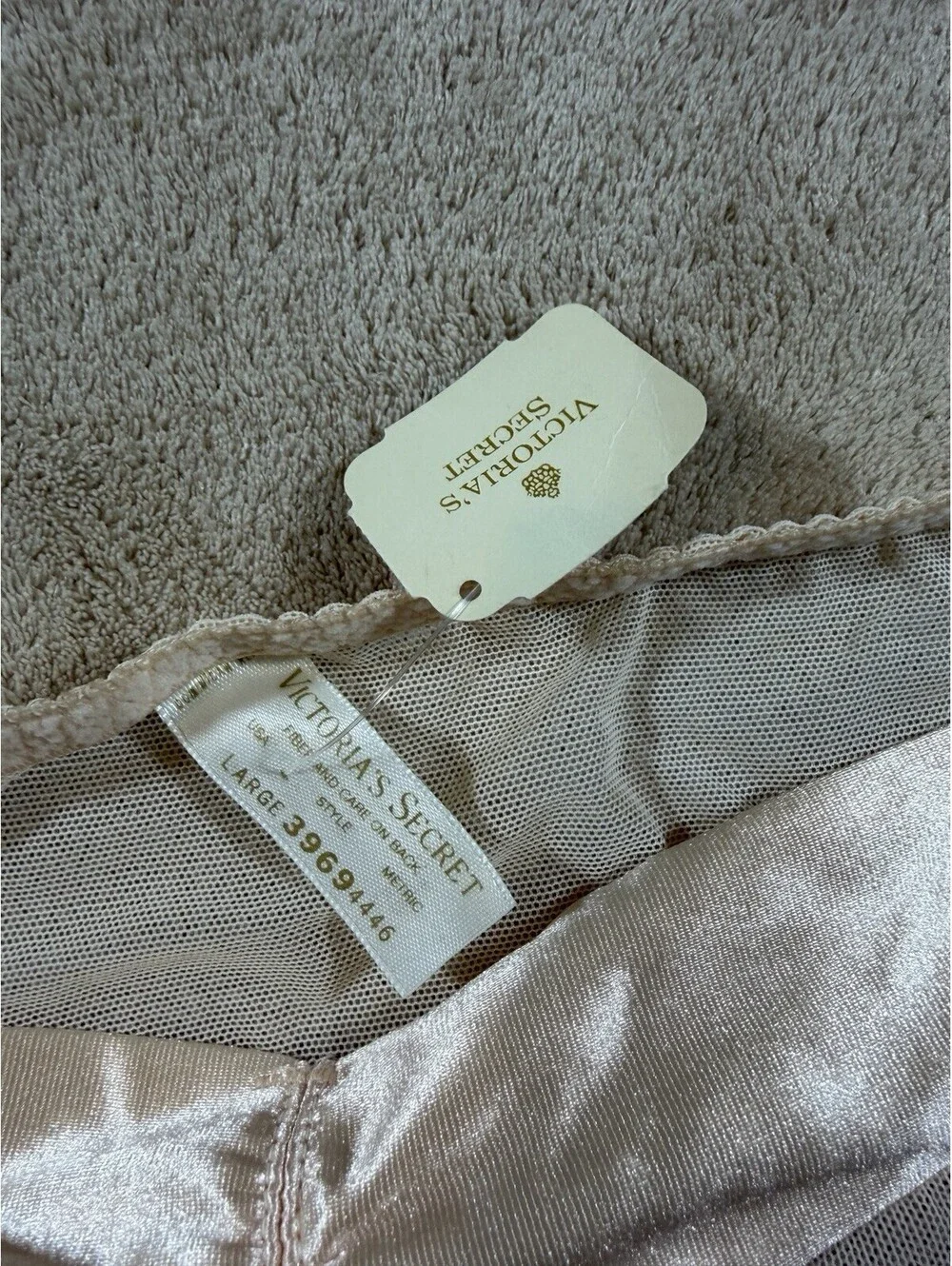 Vintage Victoria’s Secret L NWT Sheer Mesh Satin Bikini Panties Y2K Deadstock